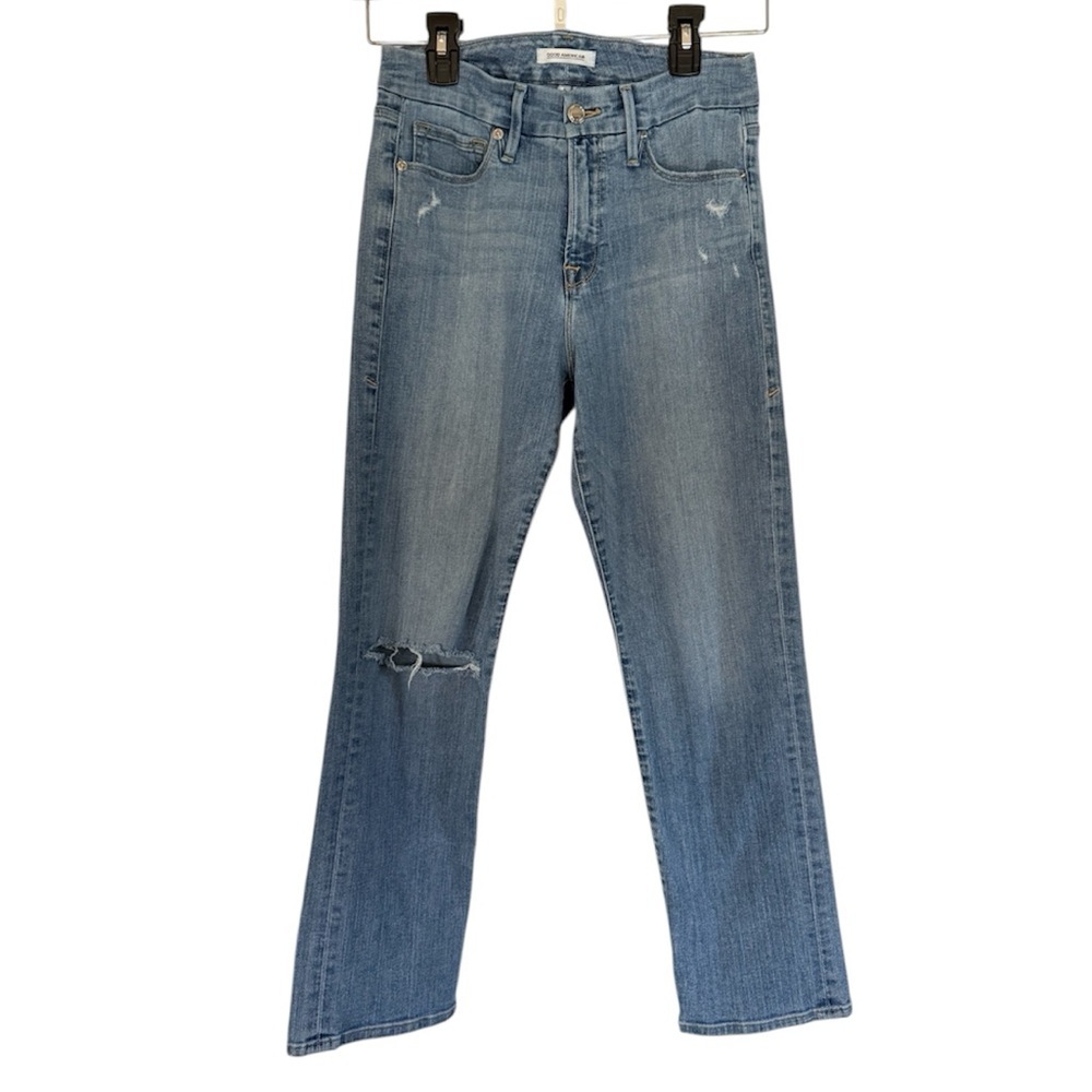 Good American Light Blue Straight‎ Leg Jeans